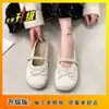 Mules cerrados estilo francés con lazo de perlas para mujer, colección primavera-verano 2025, slip-ons de suela gruesa para combinar con faldas, sandalias casuales