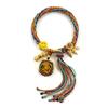 Cuerda de Mano Tibetana Thangka Cuerda de Algodón Enrollada a Mano Pulsera Trenzada Ojo del Dios de la Riqueza de Cinco Vías Zakiram Tara Verde Perla Thangka