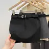 Falda de Traje Gris para Primavera y Verano para Mujer Vestido Cruzado Hot Girl Petite Cintura Alta Adelgazante Temperamento Falda de Línea A
