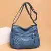 Bolso Cruzado para Mujer de Nueva Colección 2026 Tendencia Callejera Madre de Mediana Edad Cuero Lavado PU Gran Capacidad Doble Capa Bolso Cruzado