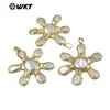 WT-JP510 Pingente de Flor Exquisito Único Pérola Natural de Água Doce Banhado a Ouro 18k Galvanizado Personalidade Joias DIY