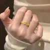Anillo de corona de oro francés con pequeños diamantes para mujer, anillo de princesa de lujo ligero, diseño de nicho, anillo ajustable de circonita para dedo índice