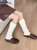 Cubrezapato Calentito de Otoño con Solapa, Color Sólido y Borde Acampanado, Calcetines de Punto Holgados Estilo Coreano, Cubrezapatos de Canalé de Moda