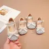 Zapatos de Princesa con Pedrería de Moda para Niñas 2026 Verano Nuevos Zapatos de Boca Baja para Niños Medianos y Grandes Zapatos de Cristal con Lazo Zapatos de Cuero