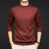 Suéter de punto para hombre de otoño, nuevo, color liso, cuello medio alto, base de camisa, mezcla de lana de oveja y seda, transfronterizo
