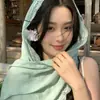 Pañuelo de Seda de Estilo Artístico Nuevo Primavera/Verano 2026 para Mujer, Accesorio Largo de Encaje Color Menta de Alta Gama para Sesiones de Fotos