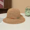 Sombrero de Sol Tejido de Paja de Papel Colorido para Mujer, Sombrero Cubo Transpirable Hueco de Verano para Reducir el Calor y Proteger del Sol para Actividades al Aire Libre