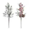 Decoraciones Navideñas Transfronterizas, Copos de Nieve, Hojas de Pino, Piñas, Artículos Decorativos, Venta al por Mayor de Fabricantes, Bayas Rojas Artificiales con Escarcha, Ramas con Bayas Blancas