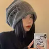 Chapéu Feminino com Estilo Relaxado, Efeito Emagrecimento Facial, Quente para Outono e Inverno, Gorro Soltinho, Circunferência Craniana Grande, Estilo Japonês, Cinza, Versátil, Levemente Quente