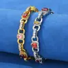 Colar de Joias com Pedras Preciosas Coloridas Hip-Hop Transfronteiriço Europeu e Americano Pulseira Masculina Tendência Personalizada Colar de Zircônia Joias Personalização
