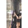 Camiseta Negra de Manga Corta con Lunares y Encaje Falso de Dos Piezas Estilo Chica Caliente para Mujer, Top de Verano Estilo Coreano Ajustado