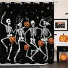 Cortina de Chuveiro Cortina de Chuveiro para Banheiro Transfronteiriça Halloween Preto e Branco Fantasma Engraçado Poliéster Cortina de Chuveiro Espessada Impressão Digital