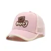 Gorra de Sol con Visera de Oso Feliz de Dibujos Animados para Niños Venta al por Mayor Estilo Coreano Gorra de Media Malla para Bebé Estilo Primavera y Verano Gorra de Béisbol para 1-3 Años