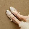 Estilo Nacional Novo Estilo Chinês Sapatos Mary Jane 2025 Primavera/Verão Novos Retro Versátil Francês Baixo Bico Sapatos de Salto Leve Dopamina
