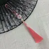 Guanshanyue Nuevo Hebilla de Seguridad de Jade Blanco Flor de Ciruelo Perla Dorada Borla Ropa Infantil Falda con Cara de Caballo Dinastía Han Borla Cheongsam Accesorios del Frente