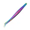 Pinzas para Pestañas Postizas de Punto de Fábrica Pinzas para Pestañas Postizas Graftadas Pinzas Hermosas para Pestañas Pinza de Pluma Dorada Floreciente Rizador de Pestañas Estilo Titanio de Color