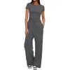Nuevo Producto Europeo y Americano de Amazon 2026: Conjunto Casual de Manga Larga de Color Sólido con Top y Pantalones de Pierna Ancha de Cintura Alta Ropa Deportiva
