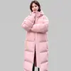 Ropa de Invierno de Longitud Media Cálida a Prueba de Frío Ropa de Invierno Unisex Chaqueta Abrigo de Plumas Gruesa Larga Por Encima de la Rodilla con Capucha