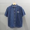 Camisa de Mezclilla de Manga Corta para Hombre Ge Hua Vintage Old Doble Bolsillo Ropa de Trabajo Marca de Moda para Hombre Holgada a la Moda Delgada Sin Planchar