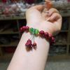 Pulsera de Arena Dorada Púrpura Cinabrio Natural Gato Lúcido Pulsera Simple Versátil Joyería Diseño de Nicho para Mujer