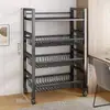 Prateleira de chão com cestos para vegetais, armazenamento móvel, micro-ondas, armazenamento de vegetais, prateleira doméstica multifuncional, estante de armazenamento