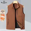 Colete térmico masculino com retenção de calor, gola alta para outono e inverno, aquecimento infravermelho distante, bolsos com zíper, estilo workwear, adequado para o trajeto, sem mangas