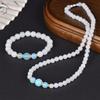 Pulseira Colar de Jade Dourado de Seda Jade Branco Pulseira de Jade Natural Corrente de Mãe Contas Redondas Grau Branco Atacado
