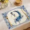 Mantel de Tela con Estampado de Luna para Festival de Medio Oriente Transfronterizo, Mantel Resistente a Manchas para Uso en el Hogar, Mantel Decorativo Simple de Estilo Occidental