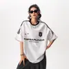 Camiseta Oversized Solta Gola Redonda Estilo Europeu com Três Listras Unissex Manga Curta Marca Tendência Retro Americana Top Pesado Manga Meia-Manga Verão