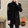 Casaco de Lã de Comércio Exterior Masculino Comprimento Médio Outono e Inverno Casual Casaco de Lã Masculino Algodão e Aconchegante Top Moderno Jovem