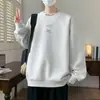 Nova blusa de moletom de outono tamanho grande, solta, com gola redonda, para homens e adolescentes, top pulôver de manga comprida da moda, estilo Hong Kong, para primavera e outono
