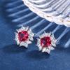 Zhuang Shengsheng Jóias Internet Celebridade Cor Tesouro Brincos Imitação Cor Tesouro Brincos Quadrados Baixo Luxo Diamante Azul Tesouro Brincos Pedra Principal 8*8