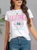Camiseta Redonda de Verano 2026 Talla Europea Transfronteriza, Camiseta Casual de Moda para Mujer con Estampado de California Los Ángeles