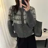 Cárdigan jacquard estilo Academia Fair Isle para mujer, otoño e invierno, tejido casual, chaqueta suéter elegante, adecuada para usar en capas