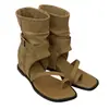 Sandalias Romanas de Cuero Suave con Cremallera Trasera y Hebilla, Slip-On, Tacón de Cuña, Estilo Nuevo de Verano 2026 para Mujer, Estilo de Nicho, Tallas Grandes