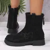 Botas de moda de talla grande para mujer de comercio exterior europeo y americano, estampado de leopardo transfronterizo, cremallera trasera, botines casuales de cuero tipo caballero Martin, elegantes