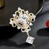 Broche de Flor Zircônia Retrô Europeu de Luxo Indústria Pesada Casaco Acessórios Versáteis de Alta Qualidade