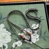 Collar con colgante trenzado de cuatro hilos de hilo de algodón tejido a mano estilo Xizang, cordón para colgar thangka, colgante de amuleto budista