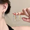 Pendientes Grandes de Círculo Doble Capa Estilo Minimalista para Mujer, Adecuados para Verano, Pendientes de Aro Simples, Sensación de Alta Gama, Pendientes de Aro Pequeños que Adelgazan el Rostro