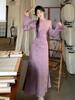 Vestido Cheongsam Elegante de Cetim de Alta Qualidade, Estilo Chinês, Slimming, Novo para o Outono de 2025