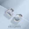 Pendientes creativos de plata de ley S925 con diseño de sol y luna para niñas, estilo coreano, bonitos pendientes de media luna con diamantes.