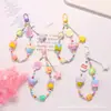Nuevo Colgante de Llavero Acrílico con Recubrimiento de Color de Doble Cara con Forma de M Cadena de Perlas Estilo Dopamina Accesorios para Funda de Auriculares
