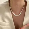 Collar Geométrico Retro Coreano de Perlas de Imitación Estilo Coreano Collar Pequeño de Perlas de Imitación Estilo Chanel Collar de Perlas de Imitación Ins