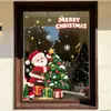 Adhesivos Estáticos Navideños para Ventanas Dibujos Animados Papá Noel Árbol de Navidad Pegatinas para Puertas de Cristal Tienda Escaparate Decoración Festiva