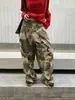 [9Hour] Jeans de Diseño Estilo Americano Camuflaje Dividido para Mujer Otoño e Invierno 2025 Pantalones Sueltos de Pierna Ancha Cx0287