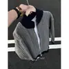 Estilo Old Money Suéter Cardigan Retro Unisex Otoño Invierno Holgado Casual Estilo Perezoso Versátil Prendas de Punto Abrigo Bloqueo de Color