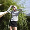 Ropa de Protección Solar para Mujer Verano Hielo Seda Transpirable Chaqueta con Capucha Top Ropa de Protección Solar Anti-UV Blusa de Protección Solar