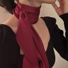 Atmosfera romântica Francês elegante cor sólida estreita longo lenço de seda vintage champanhe suave temperamento de fada de alta qualidade sentido amarrado fita de cabelo