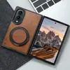 Compatível com Samsung Z Fold 8 Capa Magnética para Carregamento Sem Fio com Anel Giratório 360 graus Dobrável 7 Suporte Capa de Couro