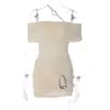 Moda Verão Nova Europeia e Americana Comércio Exterior Vestido Curto Sexy Metalizado Plissado Sem Alças Ombro a Ombro Bodycon